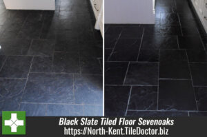 Tired Black Slate Tiled floor in Sevenoaks Restored