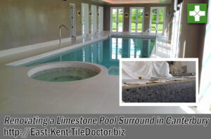 Limestone Tiled Pool Surround Repairing and Cleaning Canterbury