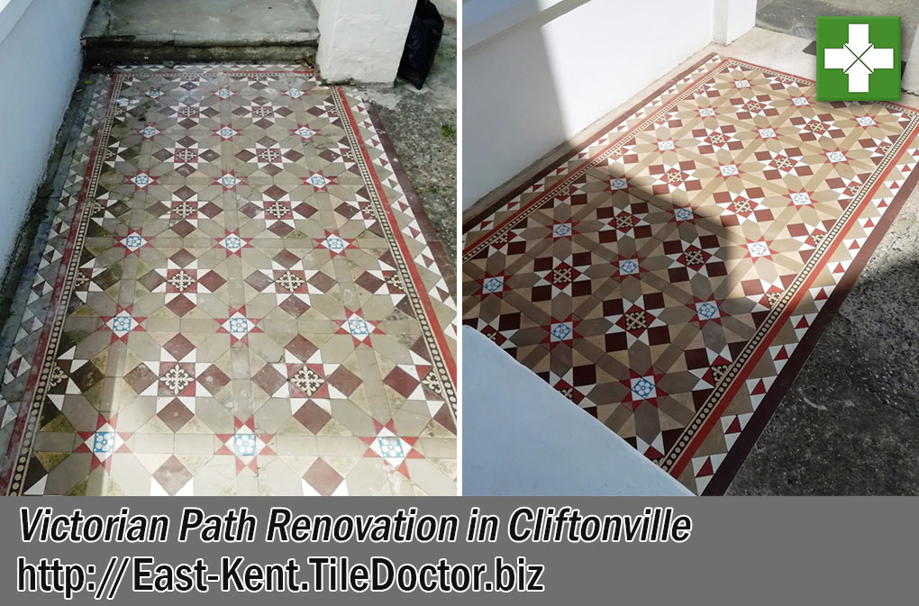 Victorian Tiled Path Before After Renovation Cliftonville Margate