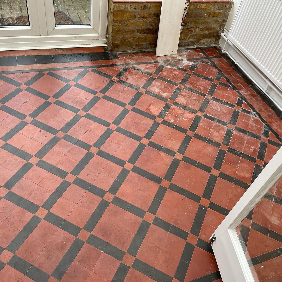 Victorian Tiled Conservatory Floor Before Cleaning Birchington-on-Sea