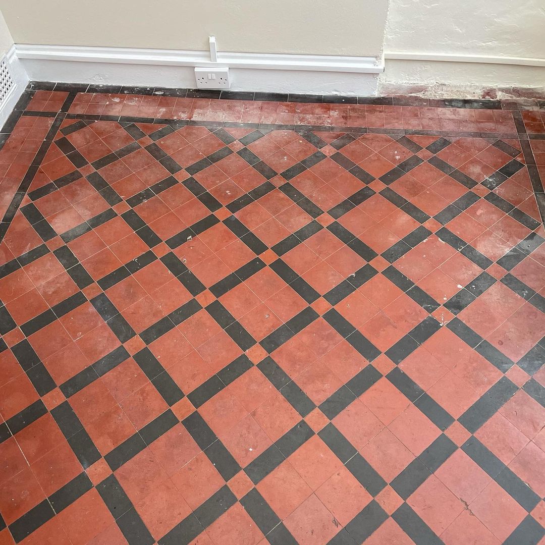 Victorian Tiled Conservatory Floor Before Cleaning Birchington-on-Sea