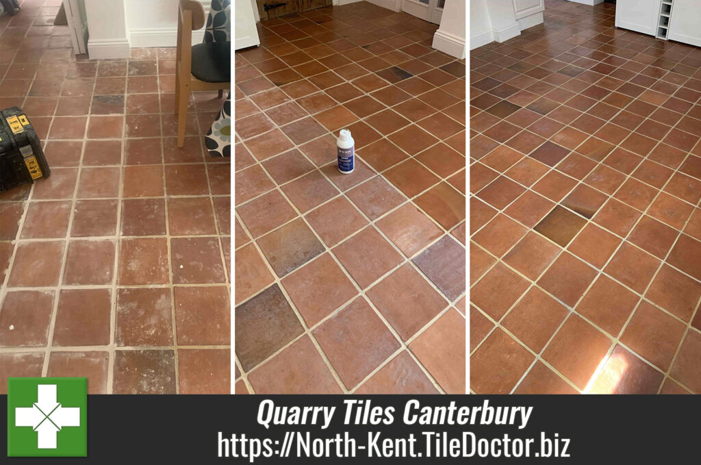 Quarry Tiled Kitchen Floor Renovated in Canterbury Kent