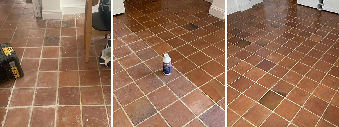 Renovating a Paint Stained Quarry Tiled Kitchen Floor in Canterbury Kent