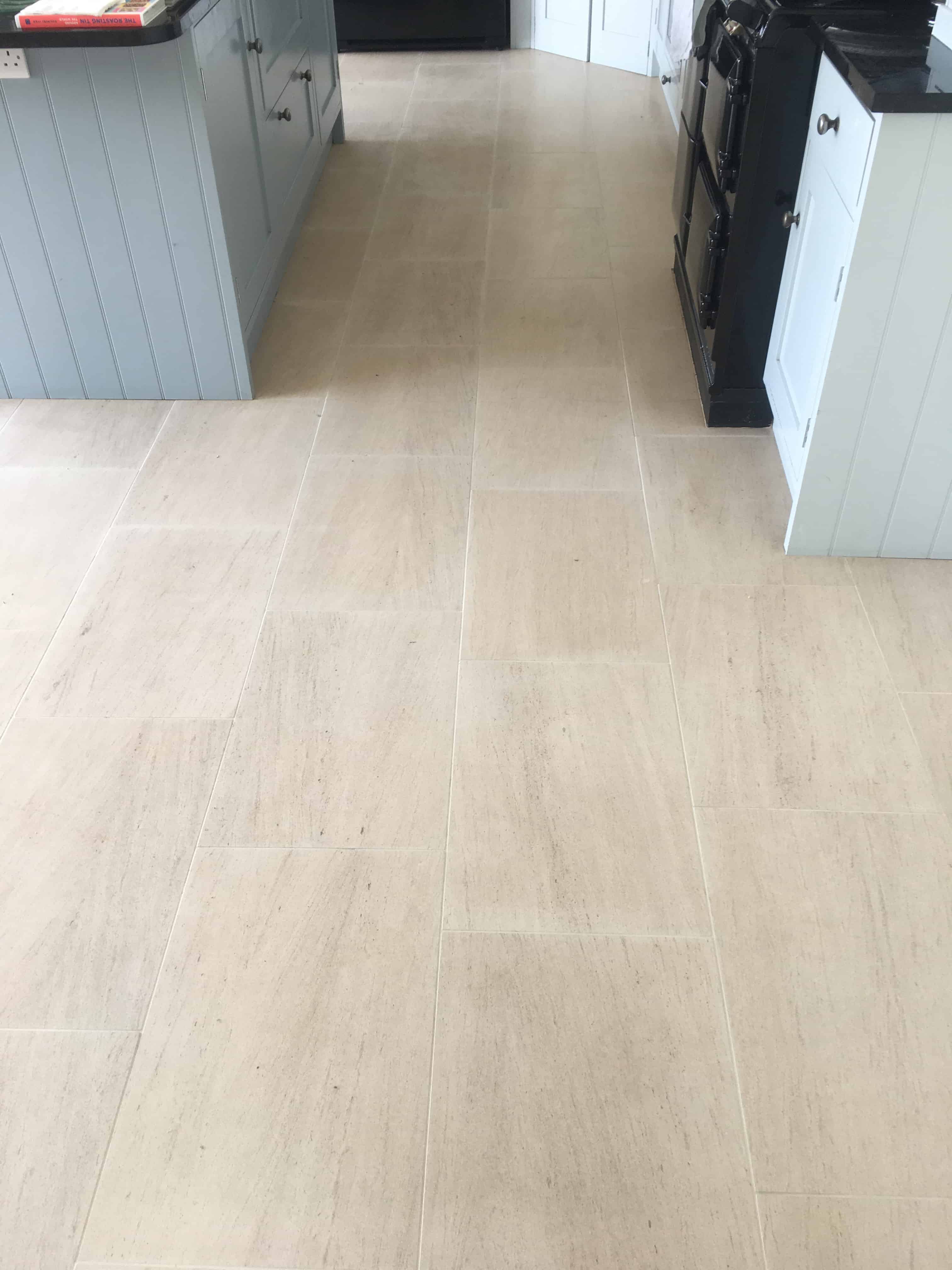 Limestone Floor Tile and Grout After Cleaning in Underriver Sevenoaks