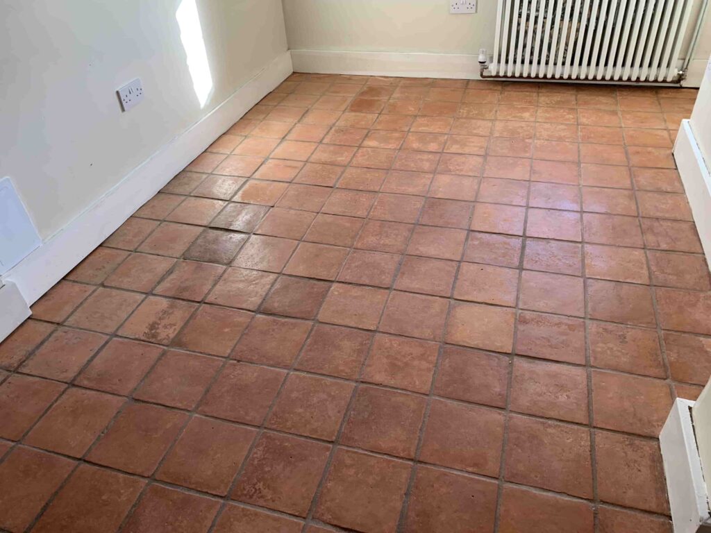 Terracotta Tiled Kitchen Floor Before Cleaning Faversham